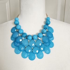 Women's Blue Tear Drop Statement/Bib Necklace